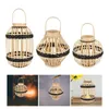 Castiçais de bambu lanterna rústica mão tecida decorativa para pátio de mesa de corredor