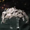 Diademi fatti a mano in argento fascia da sposa fasce per capelli di perle di cristallo fatti a mano vintage accessori per capelli da sposa copricapo da sposa corona da ballo Y240319