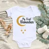 Rompertjes 2022 Eid Mubarak Babykleertjes Katoenen Baby Body Korte Mouw Baby Jumpsuit Eid Jongen Meisje Ramadan Kleding Islamitische moslim GiftC24319