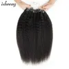 Наращивание волос Isheeny Micro Loop Kinky Straight Человеческие волосы 12 "26" Бразильские грубые наращивания волос с микрокольцами Настоящие человеческие волосы