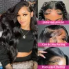 Perruque Lace Frontal Wig naturelle brésilienne, cheveux humains, Loose Body Wave, 40 pouces, 13x4, HD, pre-plucked, pour femmes