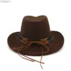 Hoeden met brede rand Emmer New West Cowboyhoed Imitatiewolvilt Metaal Stierkop Decoratie Sombrero Fedora Heren Dames Zwart Rood Bruin 240319