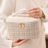 INS – sac de rangement de cosmétiques, sac de rangement de grande capacité pour filles, trousse de toilette de styliste à rayures, pochette pour pinceaux de maquillage, YFA2021