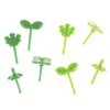 Fourchettes 8pcs fourchette de fruits cure-dents feuilles décoration en plastique boîte à lunch bento accessoires petite salade minuscule mini gâteau pics pour enfants