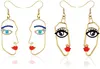 Dangle Earrings Hollow Human Face for Women Girls Artrict Artring 2PC Jewelergenic Contour Jewelry