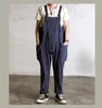 Herrbyxor röda marin Dungaree Army Vintage Herringbone Men Overalls Workwear Loose Fit