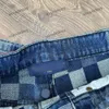xinxinbuy erkek kadın tasarımcı pantolon satranç tahtası ızgara jacquard mozaik bahar yaz gündelik pantolon siyah mavi xs-xs