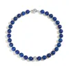 Projekt mody Wisianty Naszyjniki ze stali nierdzewnej Biżuteria na Instagram Styl 12 mm Lapis Lazuli Naszyjnik Łańcuch obojczyka Nisza