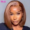 Synthetic Wigs Synthetic Wigs 13x4 Colored Chocolate Brown Lace Front Human Hair Wigs For Women Pre Plucked HD Transparent Lace Frontal Short Bob Wig Glueless 240327