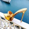 Talltor 2024 Summer Fashion Platform Thin High Heel Sexig Pointed Toe Gold Banket Party Skodon 14 cm Big Size Shoes 40