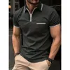 Instagram мужская осенняя новая рубашка поло на молнии с короткими рукавами и карманами, спортивная R8ds {категория}