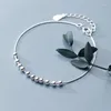 Braccialetti a maglie Squisito braccialetto con perline a sfera in argento sterling 925 Regalo di compleanno per ragazze per donne Stile coreano Gioielli semplici per feste di moda