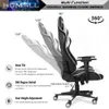 Homall Gaming Chair, Office High Back Comtuter Leather Desk Executive Ergonomic регулируемое вращаемое задание с подголовниками и поддержкой поясничной поддержки (белый)