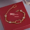 Luxe gouden kettingarmbanden Designer charmante kristallen kettingen Letter gestempelde armbanden met geschenkdoos