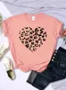 Camiseta para mujer Simple Broken Leopard Heart Camiseta para mujer Camisetas de moda casual Camiseta de moda suave Ropa Harajuku Camiseta cómoda para mujer L2403