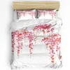 Sängkläder set blommor set comforter duvet täcker kudde shams vallmo av vårsäsongen pastoral blommor bot dubbelsäng