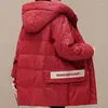 Trenchs de femmes manteaux à capuche sans lavage brillant visage coton manteau femmes à lacets mode lâche décontractée épaissir veste 2024 hiver femme