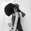 Sombreros de ala ancha Sombreros de cubo Elegante sombrero natural grande ancho marrón Kentucky Derby sombrero para mujer cinta niña verano sombrero de playa soleado 25 CM Y240319