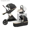 Strollers# High Landscape Baby Stroller Can Sit and Lie Down Two-way Shock Absorption Lightweight Folding Baby Stroller 3in1 with Car Seat L240319