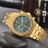 Nowy AP Mens Watch Kalendarz ze stali nierdzewnej Sapphire Sapphire Automatyczny ruch wielofunkcyjny Chronograph Man Designer Luksusowe zegarki Trzy oczy Sapphire Wszystkie prace tarcza