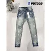 2024 Jeans de créateur de mode pour pantalons pour hommes Jeans violets Hommes Baggy Jeans Tendances Hip Hop En détresse Noir Ripped Biker Slim Fit Moto Mans Jeans empilés