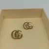 Classic Letter Earrings Studs Have Stamps Retro 14k and 18k Gold Designer for Womens Wedding Party Birthday Gift Jewelry