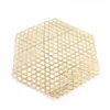 Party Decoration Natural Handmade Bamboo Weaving Hollow Out Hexagon Mat Anti-stick Pot Placemat Kindergarten Home Wedding Decor Props