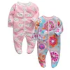 Född Baby Boys Girls Sleepers Pyjamas Babies Jumpsuits 2 PCSlot Spädbarn Långärmning 0 3 6 9 12 Månadskläder 240313