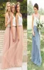 Two Tone Country Style Long Bridesmaid Dresses 2019 Vintage Full length Bohemian Beach Junior Maid of Honor Wedding Guest Gown7388842