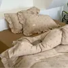 Sängkläder sätter 4st bomullsmuslinblommor med kudde skam