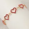 Bangle Fashion Sweet Girls Red Heart Delicate Chain Armband för Women Valentine's Day Halloween Christmas Birthday Present