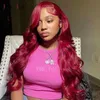 Synthetic Wigs Synthetic Wigs Colored Burgundy 13X6 HD Lace Frontal Wigs Red Body Wave 13X4 Lace Front Wigs Human Hair 30 34 Inch Lace Front Wigs Curly Hair 240329