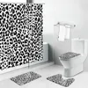 Cortinas de chuveiro padrão de leopardo tapete de banho antiderrapante tampa de vaso sanitário capa moderna cortina de banheiro conjunto de tapete de luxo decoração de casa