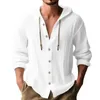 Camisas casuales para hombres Camiseta con cordón con capucha Camisa de manga larga con cierre de botón Top de calle de secado rápido