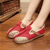 560 Linen Trend Shoes Walking Breathable Lazy Flat Round Mianma Folk Canvas For Women Slip Foot Hollow