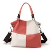 Omuz çantaları boş zaman kadın tuval çantası şık çok yönlü el crossbody moda kombinasyonu renk kontrast