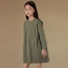 Robes d'automne pour filles, vêtements pour enfants, robe à manches longues, mode, col rond, panneau plissé, Design décontracté, pour enfants