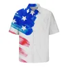 Camisas casuales para hombres Bandera americana 3D para hombre Impreso Mangas cortas Camisa hawaiana para mujer Ropa de playa con botones