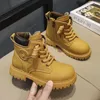 Boots Children Autumn Spring Fashion Design Short Kids Leather Shoes High-cut For Boys Girls Casual Sneakers