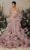 Strapless Evening Dress Tiered Ruffles Sweep Train Formal 2 Pieces Prom Gowns Elegant Ladies Vestido De Novia