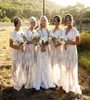 Bohemian Lace Bridesmaid Dresses Long Formal Gown Custom Made Plus Size Wedding Party Prom Gown V Neck Sexy See Through Skirt5726352