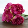 5 pezzi di peonia grande artificiale in seta per bouquet da sposa, decorazione per la casa, peonia bianca, confezione finta, cuore peonia rosa rosa