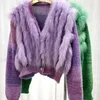 女性用ジャケット2024秋と冬の毛皮スタイルショートセーターカーディガンウールジャケット