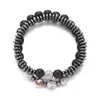 Strand 2 pièces/ensemble pierre naturelle pierre biliaire noire givrée combinaison de perles Bracelet pour hommes ensemble de mode