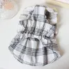 Dog Apparel Pet Clothing European Vintage Dress For Dogs Clothes Cat Small Plaid Flying Sleeve Summer Fashion Girl Yorkshire Accessories