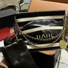 24Ss Mulheres Classic 22 Mini Stripe Bolsa de ombro de compras Couro de cera de óleo com porta-chaves de moeda Carteira Bolsa Ouro Metal Hardware Matelassê Corrente Bolsa de dois tons 23CM