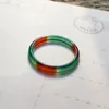 Pierścienie klastra klasyczny naturalny pierścień jadeite prosty trikolor cienki okrąg