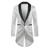 Altın Pullu Takım Ceket Erkek Performansı/Parti Elbise Ceket Kırmızı Gümüş Erkek Blazers Mor Beyaz Siyah Yakalı Smokin 240304