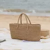 Totes palha tecido saco artesanal portátil cesta de vegetais feminino grande capacidade praia à beira-mar