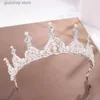 Tiaras trendiga brud bröllop hår tillbehör krona barock kristall pärla krona silver färg huvudbonad bröllop hår tillbehör handgjorda y240319